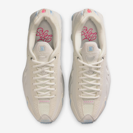 IH3572-110 Nike Shox R4 Pale Ivory Light Orewood Brown Celestine Blue (Women's)