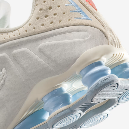 IH3572-110 Nike Shox R4 Pale Ivory Light Orewood Brown Celestine Blue (Women's)