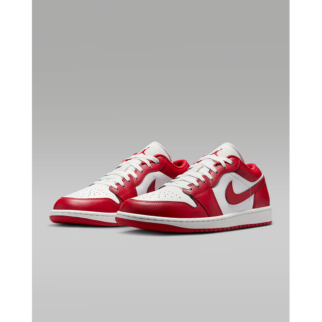 553558-166 Nike Air Jordan 1 Low Summit White Summit White Varsity Red (Men's)