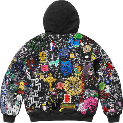 Supreme AOI Embroidered Hooded Work Jacket Black