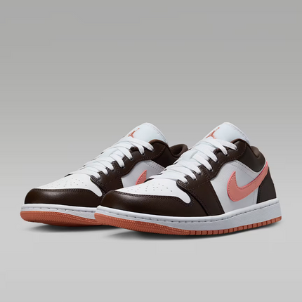 DC0774-182 Nike Air Jordan 1 Low Dark Brown White Pink (Women's)