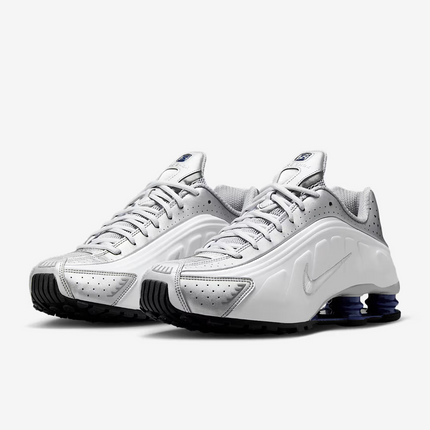 HQ1988-102 Nike Shox R4 Metallic Silver White Deep Royal Blue (Men's)
