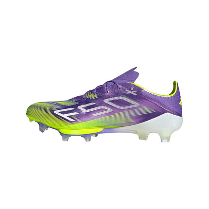 JS3211 adidas F50+ Firm Ground Boots Purple Rush Cloud White Lucid Lemon (Men's)