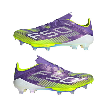 JS3211 adidas F50+ Firm Ground Boots Purple Rush Cloud White Lucid Lemon (Men's)