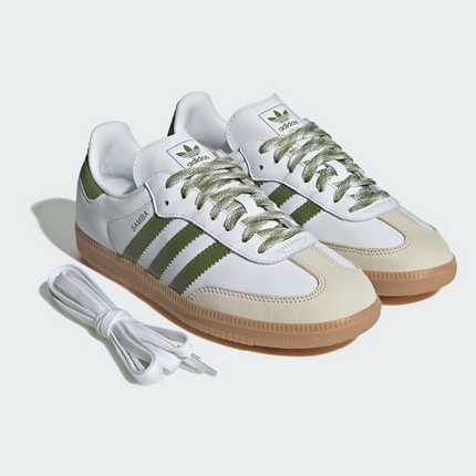 JS1352 adidas Originals Samba OG Foot Wear White Tech Olive Gum (Men's)