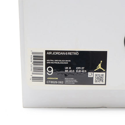 CT8529-062 Nike Air Jordan 6 Retro Hare Silver True Red Neutral Grey (Men's)