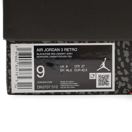 DN3707-010 Nike Air Jordan 3 Retro Black Cement (2024) (Men's)
