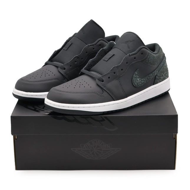 FB9907-001 Nike Air Jordan 1 Low Black Elephant Off Noir Dark Green (Men's)