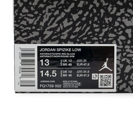 FQ1759-002 Nike Jordan Spizike Low Anthracite Gym Red Black Grey White (Men's)