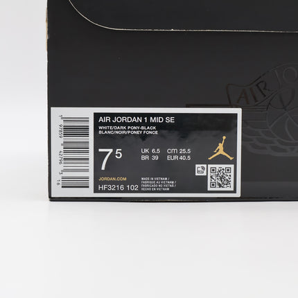 HF3216-102 Nike Air Jordan 1 Mid SE White Black Dark Pony (Men's)