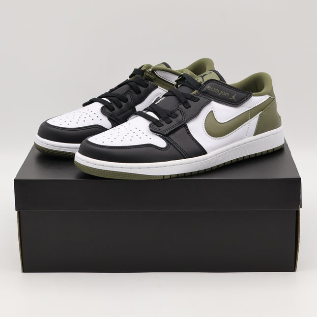 DM1206-102 Nike Air Jordan 1 Low FlyEase White Black Medium Olive (Men's)