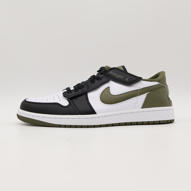 DM1206-102 Nike Air Jordan 1 Low FlyEase White Black Medium Olive (Men's)
