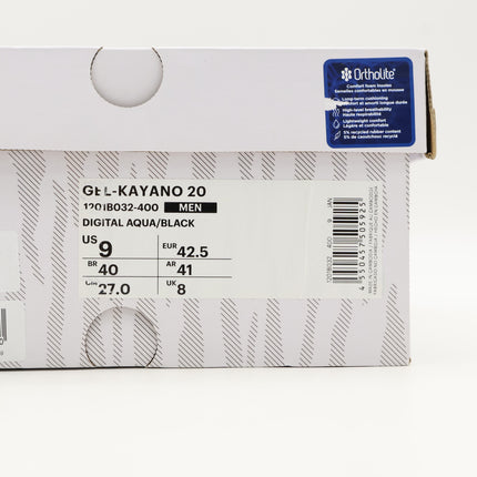 1201B032-400 KENZO Asics Gel-Kayano 20 Digital Aqua Black (Men's)