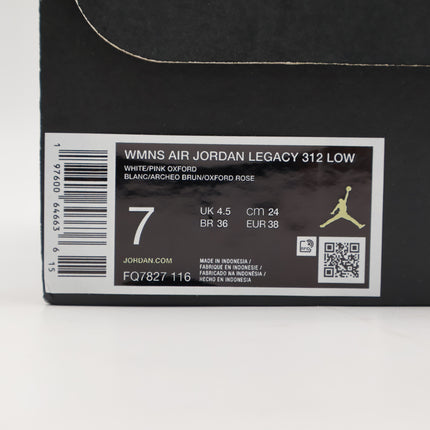 FQ7827-116 Nike Air Jordan Legacy 312 Low White Pink Oxford Archaeo (Women's)