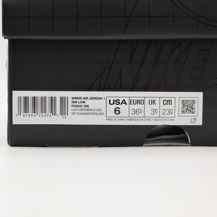 FN5032-300 Nike Air Jordan 1 Low MM Lucky Green Metallic Gold (Women's)