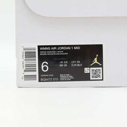 BQ6472-510 Nike Air Jordan 1 Mid Indigo Haze White Doll  (Women's)