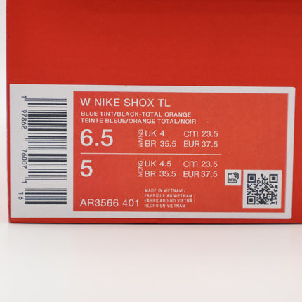 AR3566-401 Nike Shox TL Blue Tint Total Orange (Women's)