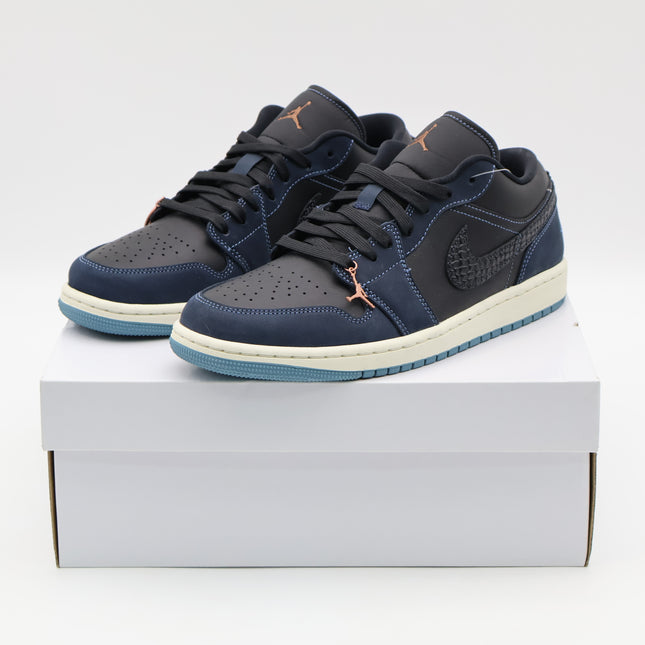 FJ5478-010 Nike Air Jordan 1 Low Navy Black Snakeskin Dark Obsidian (Women's)