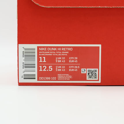 DD1399-102 Nike Dunk Retro High Game Royal Blue White Orange Kentucky (Men's)