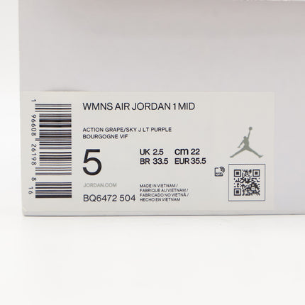 BQ6472-504 Nike Air Jordan 1 Mid Action Grape (Women's)