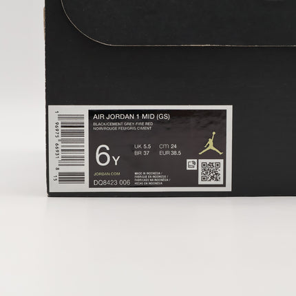 DQ8423-006 Nike GS Air Jordan 1 Mid Black Cement Grey