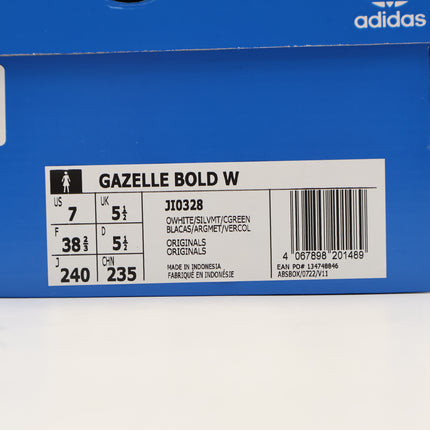 JI0328 adidas Originals Gazelle Bold Off White Silver Metallic College (Women's)
