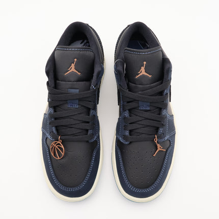 FJ5478-010 Nike Air Jordan 1 Low Navy Black Snakeskin Dark Obsidian (Women's)