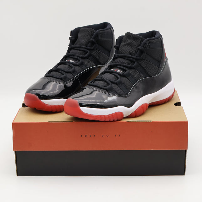 378037-061 Nike Air Jordan 11 Retro Playoffs Bred Black White Varsity Red