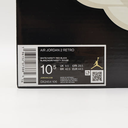 DX2454-106 Nike Air Jordan 2 OG Chicago White Varcity Red Black (Men's)