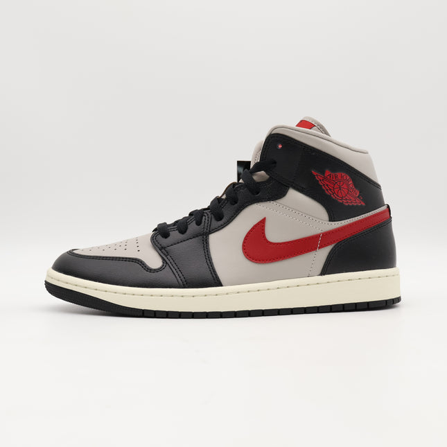 BQ6472-060 Nike WMNS Air Jordan 1 Mid Black Grey Gym Red