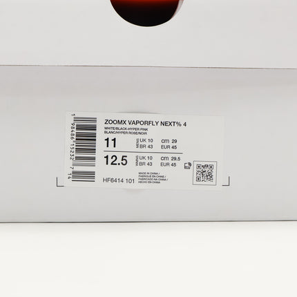 HF6414-101 Nike Vaporfly 4 White Hyper Pink Mint Foam Black (Men's)