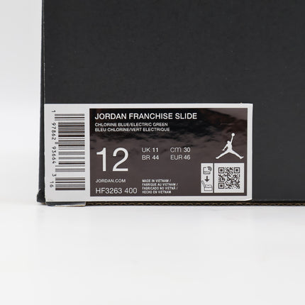 HF3263-400 Nike Jordan Franchise Slides Chlorine Blue Copa Electric Green (Men's