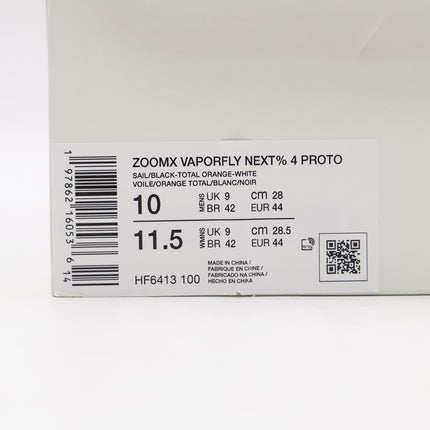HF6413-100 Nike Vaporfly 4 Proto Sail Total Orange White Black (Men's)