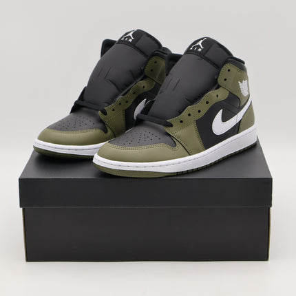 DQ8426-092 Nike Air Jordan 1 Mid Black Medium Olive Sail White (Men's)