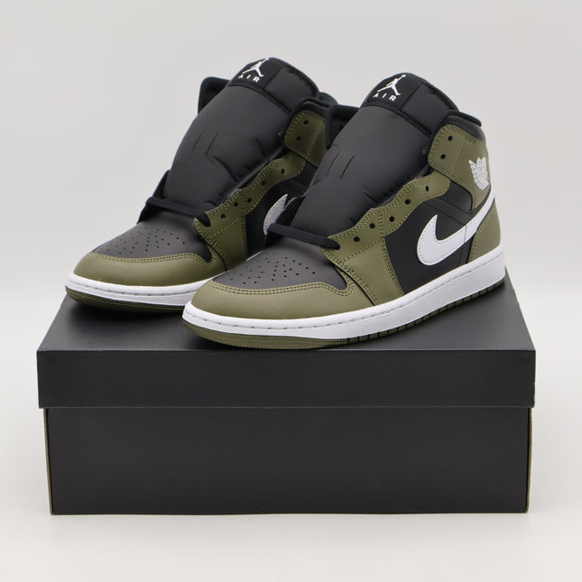 DQ8426-092 Nike Air Jordan 1 Mid Black Medium Olive Sail White (Men's)