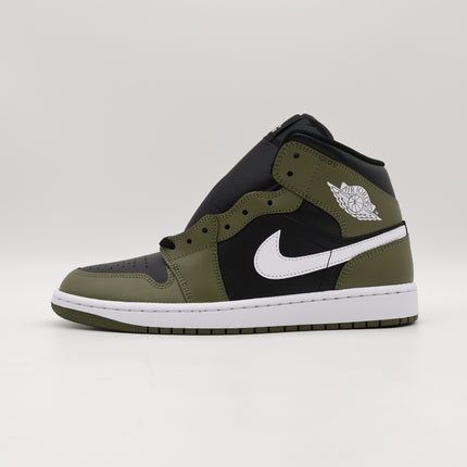 DQ8426-092 Nike Air Jordan 1 Mid Black Medium Olive Sail White (Men's)