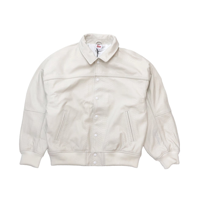 Supreme Nike Leather Varsity Jacket White