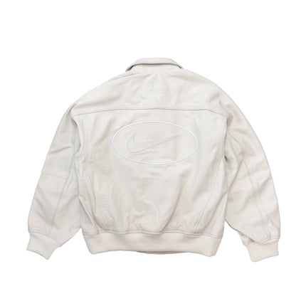 Supreme Nike Leather Varsity Jacket White