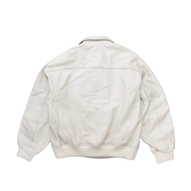 Supreme Nike Leather Varsity Jacket White