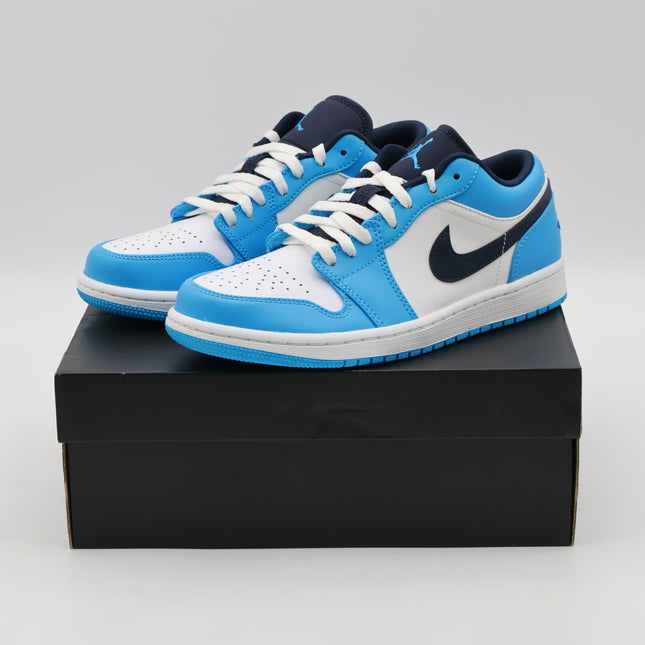 553558-144 Nike Air Jordan 1 Low University Blue UNC Dark Powder Navy (Men's)