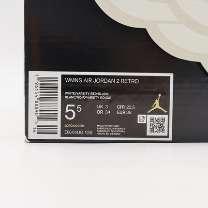 DX4400-106 Nike Air Jordan 2 Retro OG Chicago White Varsity Red Black (Women's)