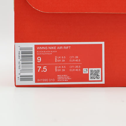 IH1990-010 Nike Air Rift Triple Black (Women's)