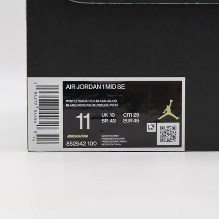 852542-100 Nike Air Jordan 1 Mid SE Black Gym Red White Light Smoke Grey (Men's)