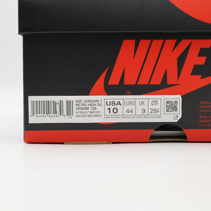 555088-126 Nike Air Jordan 1 High OG Light Smoke Grey Black Varsity Red (Men's)