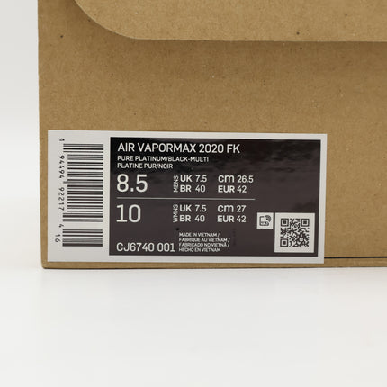 CJ6740-001 Nike Air Vapormax 2020 Flyknit Pure Platinum Multi Color Black (Men's