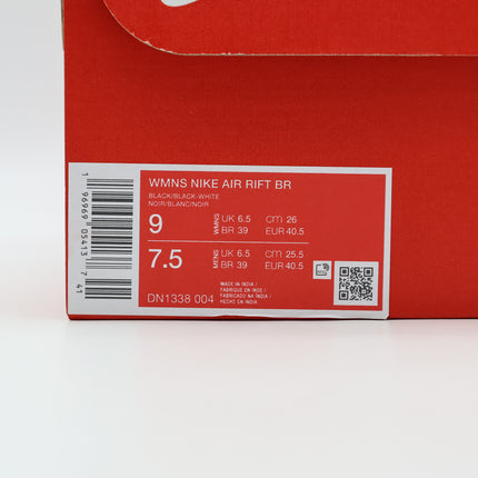 DN1338-004 Nike Air Rift Breathe Black White Black (Women's)