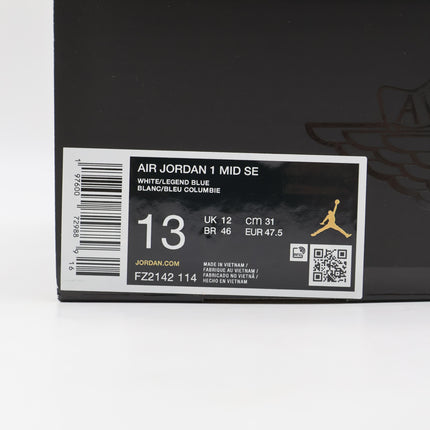 FZ2142-114 Nike Air Jordan 1 Mid White Legend Blue (Men's)