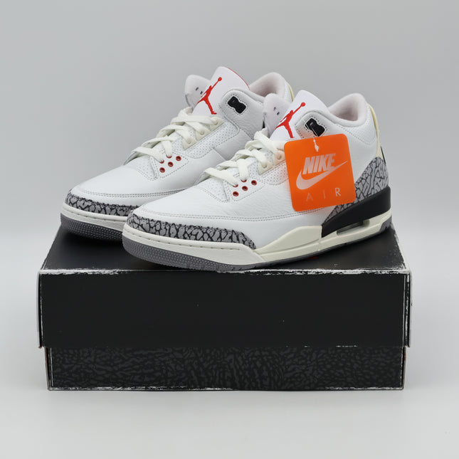 DN3707-100 Nike Air Jordan 3 Retro White Cement Reimagined Fire Red (Men's)
