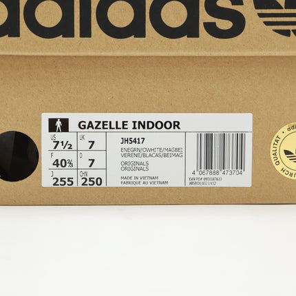JH5417 adidas Originals Gazelle Indoor Energy Green Off White Magic Beige (Men's