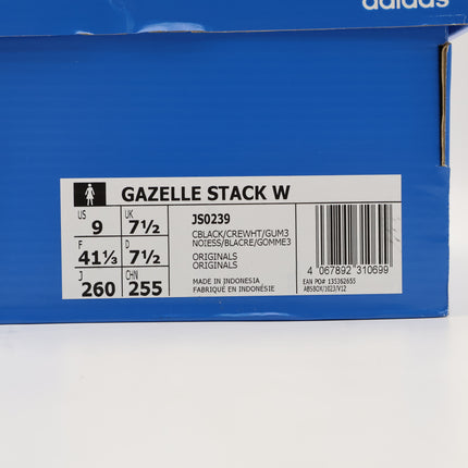 JS0239 adidas Originals Gazelle Stack Core Black Cream White Gum (Women's)